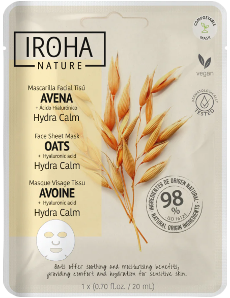 IROHA NATURE Ansiktsmask Hydra Calm med havre, omedelbart lugnande 20ml