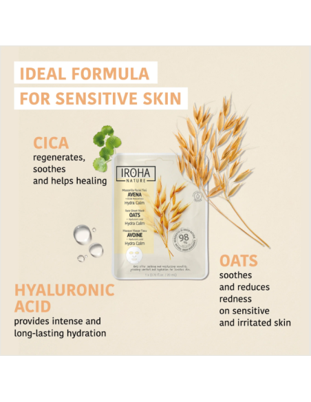 IROHA NATURE Ansiktsmask Hydra Calm med havre, omedelbart lugnande 20ml