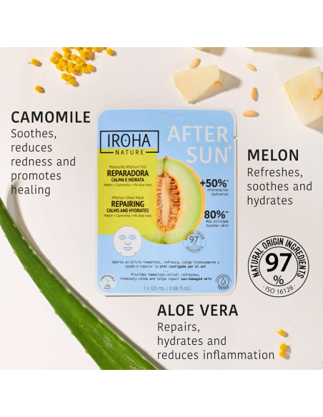 IROHA NATURE Ansiktsmask efter solexponering, lindrar irritation 25ml