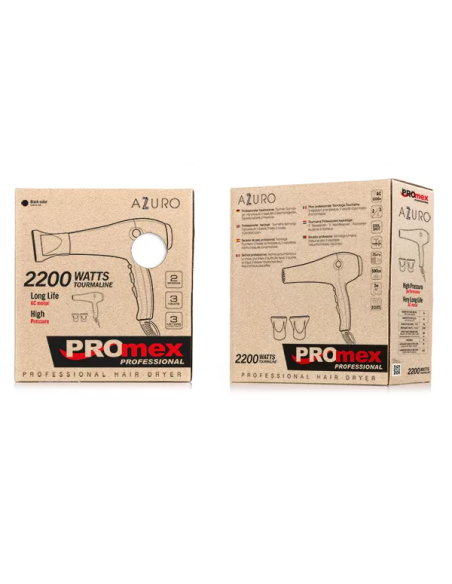 PROMEX Hårtork Azzuro, 2200W, 2 munstycken