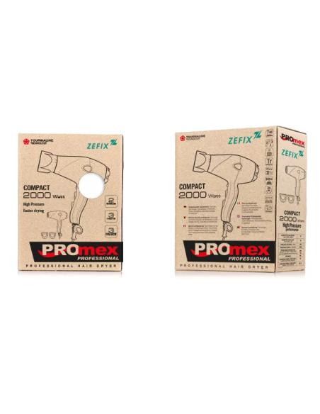 PROMEX Hårtork Zefix, 2000W, med turmalin, Tillverkad i Frankrike
