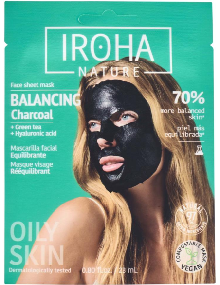 IROHA NATURE Avgiftande/Biologisk Ansiktsmask med Träkol 20ml