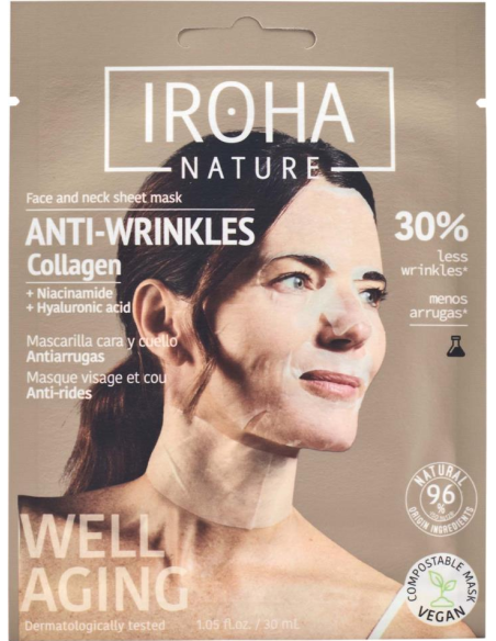 IROHA NATURE Anti-Aging Face & Neck Sheet Mask - Collagen 30ml