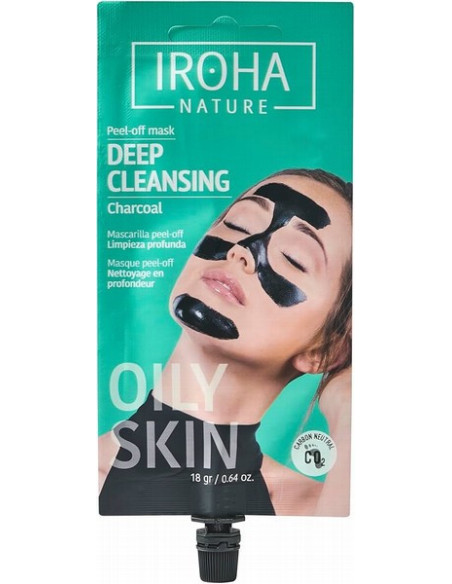 IROHA NATURE Ansiktsmask Peel-Off med träkol 18g