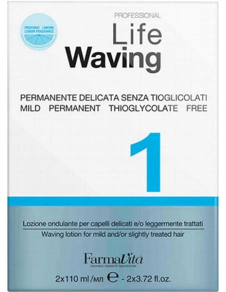 LIFE PERM - LIFE WAVING 1 - Permanentkomposition, tioglykolatfri med citrondoft, setet innehåller 110 ml komposition + Fixerings