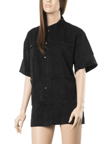 Skjorta med fickor, svart polyester –...