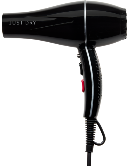 Efalock JUST DRY hårtork — svart, 1500 W, med växelströmsmotor och kalluftsknapp
