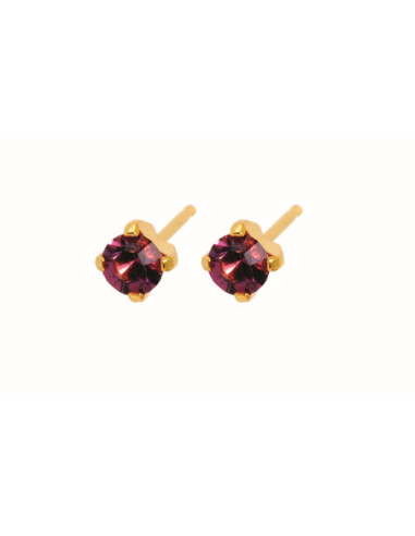 Fashion Sense Earrings G/P 4MM AMETHYST TIF pair