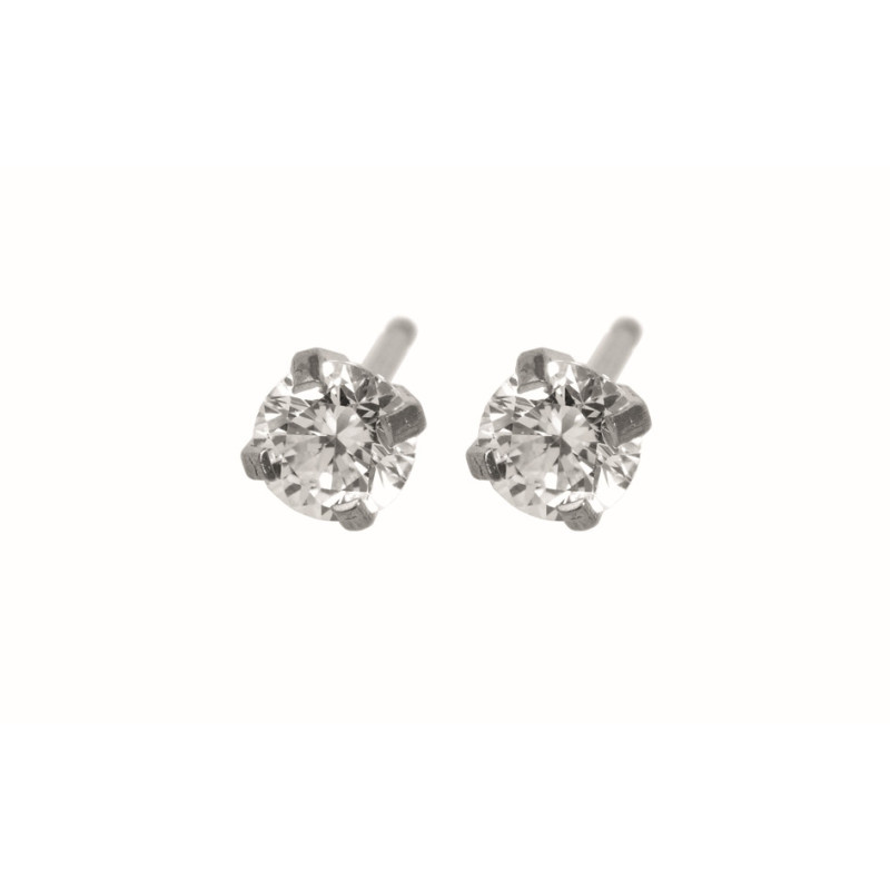 Fashion Sense Earrings White S/Less 4MM WHITE CZ pair