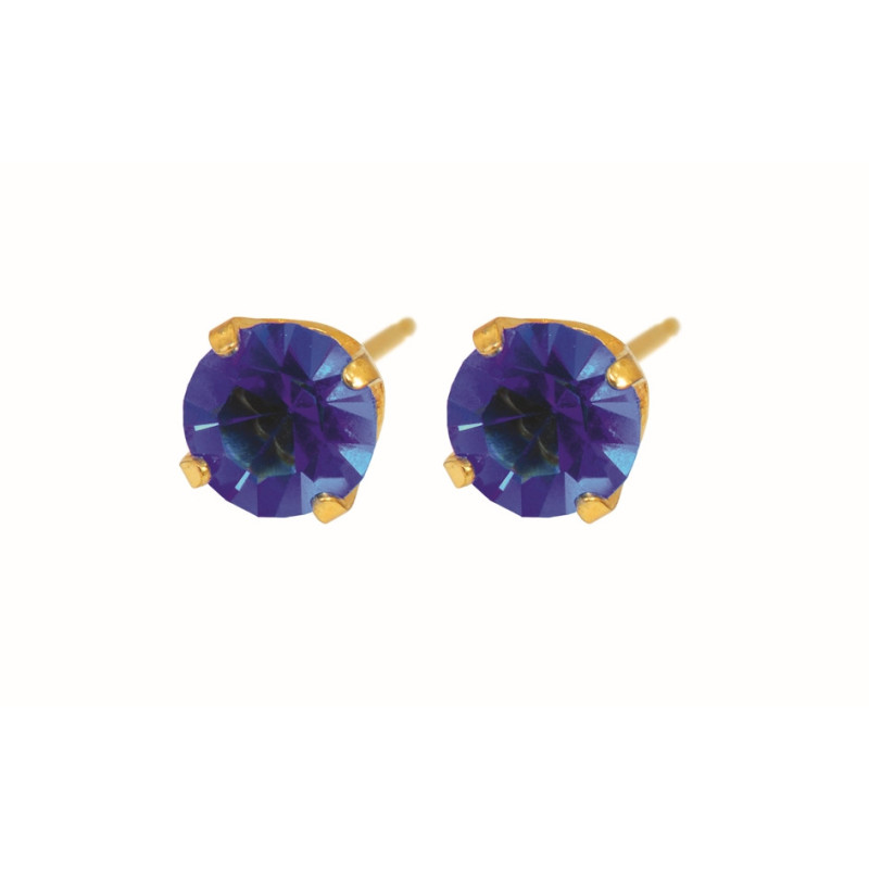 Fashion Sense Earrings G/P 5MM SAPPHIRE TIF pair