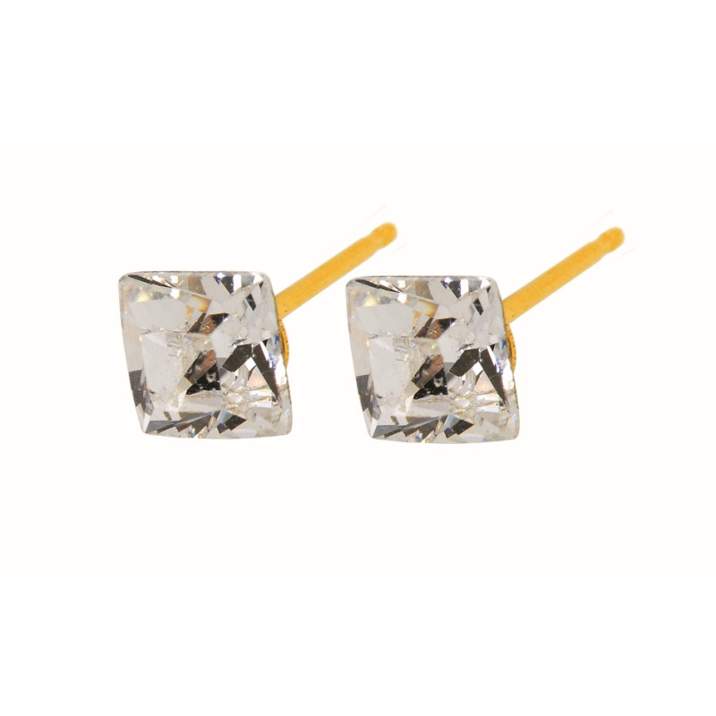 Fashion Sense Earrings G/P CRYSTAL SQUARE pair