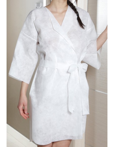 Kimono LUX, non-woven material, engångs, vit, 50 st.