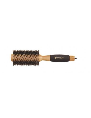 Round Brushing brush HELIX with wild boar and polyamide bristles, wood, Ø 29/60 mm