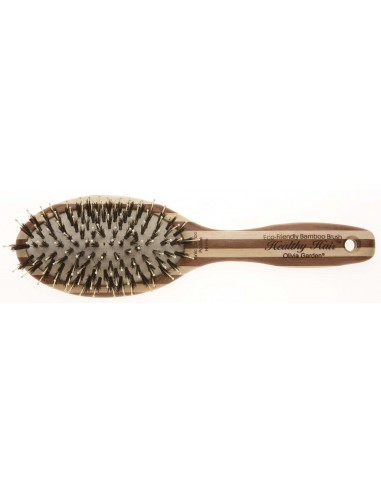 Light bamboo brush OLIVIA GARDEN HEALTHY HAIR PADDLE BRUSH, wild boar and nylon bristles, with ion, With 9 rows