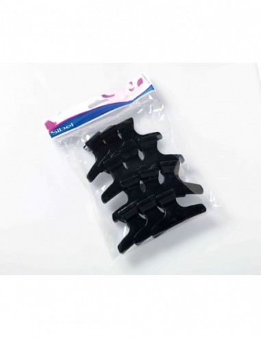 Klämmor, plast, svarta, 8 cm, 12 st.