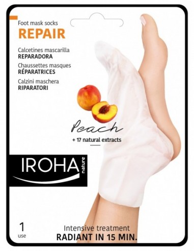 IROHA SOCKS TREATMENT FOR FEET | Pēdu maska | Atjaunojoša | Persiku 2x9ml