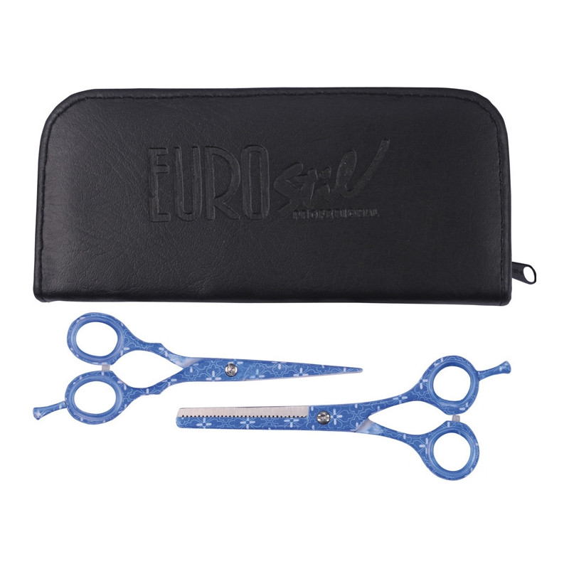 Scissors set in case(sliding+thinning scissors),blue,1set.