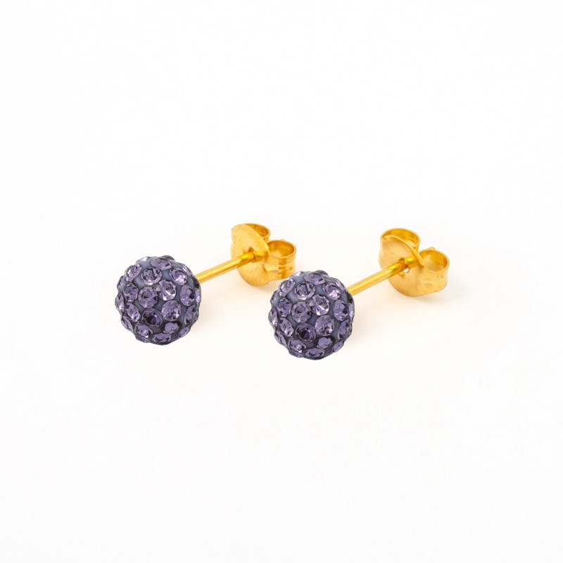 Fashion Sense Earrings Glitterball 6mm Tanzanite pair