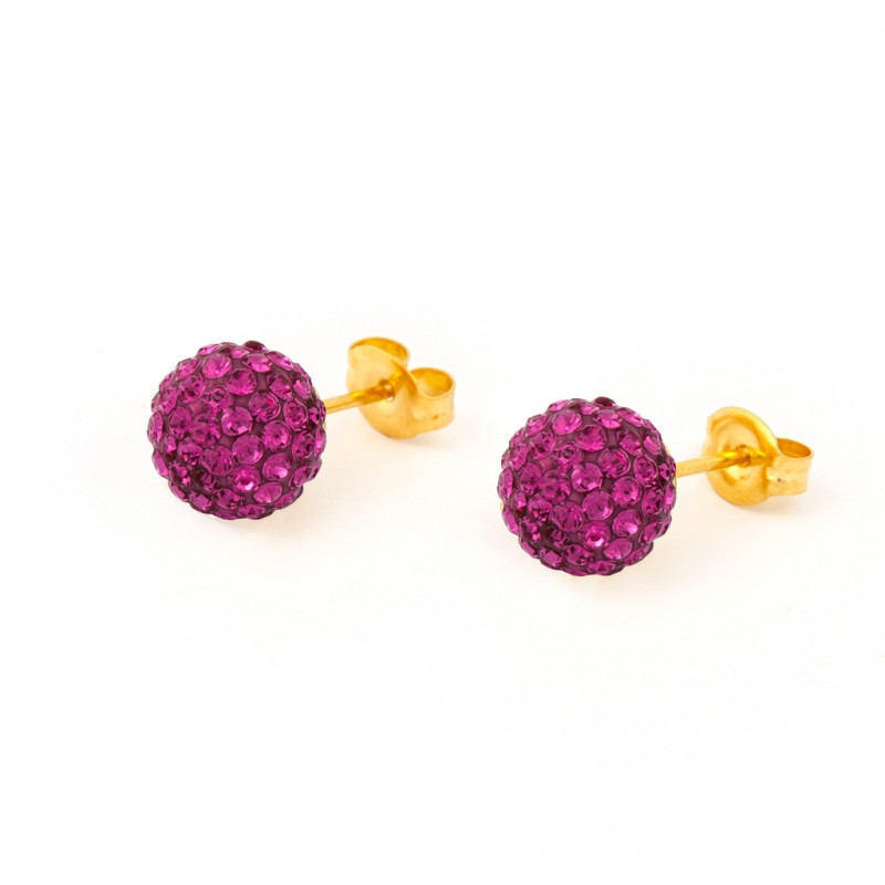 Fashion Sense Auskariņi Glitterball 8mm Fuchsia pāris