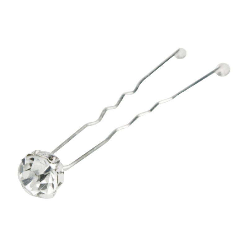 Hair clip, decorative, silver crystals 6 pieces