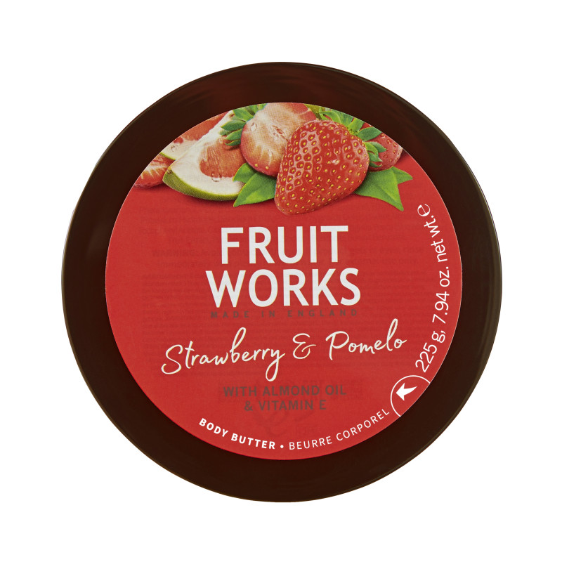 FRUIT WORKS Sviests ķermenim, zemene/pomelo 225g