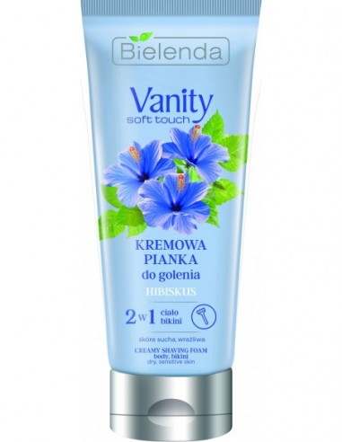 VANITY SOFT Skūšanās putas ķermenim, krēmveida, sausai/jutīgai ādai, hibiskus 175g