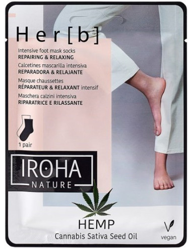 IROHA Foot socks mask, regenerating, relaxing, with hemp seed oil, 1 pair