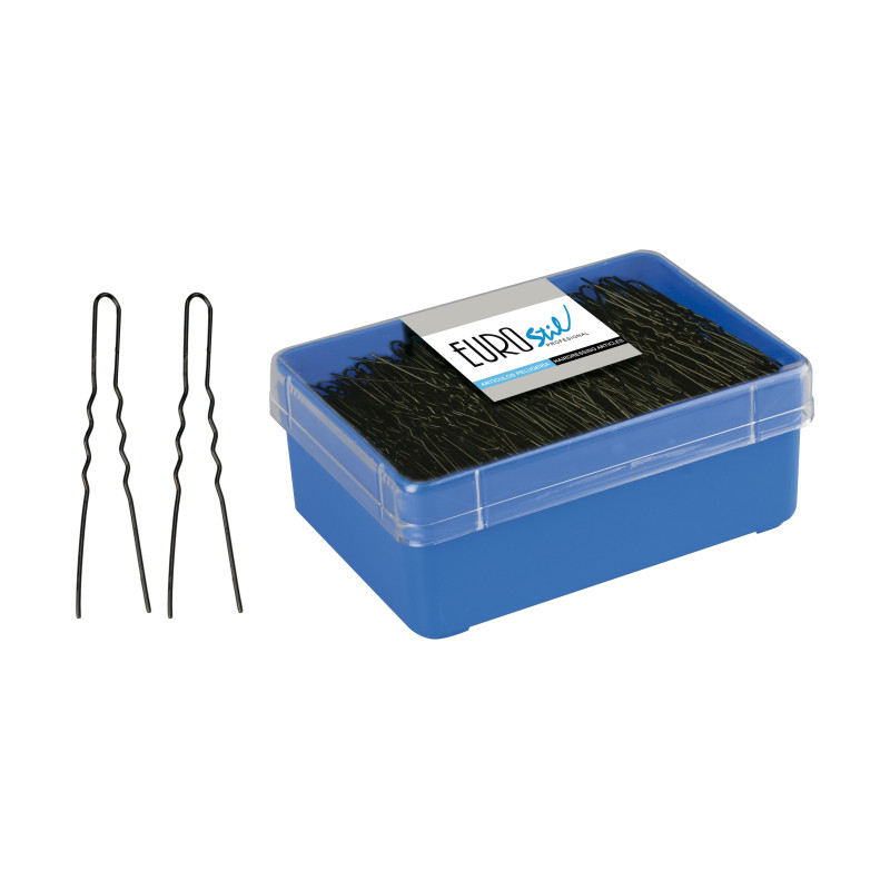 Bobby pins, 55mm, wavy, black 400 pieces