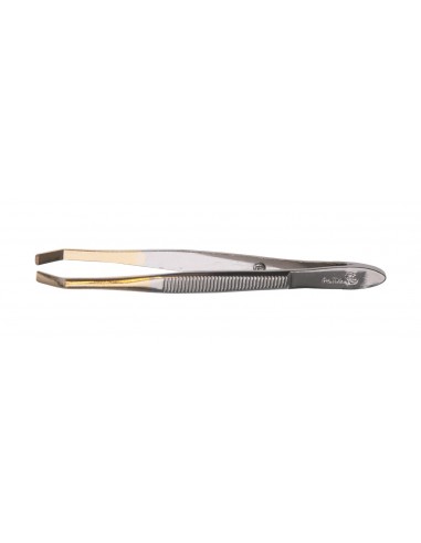 Tweezers silver, with gold ends 8cm