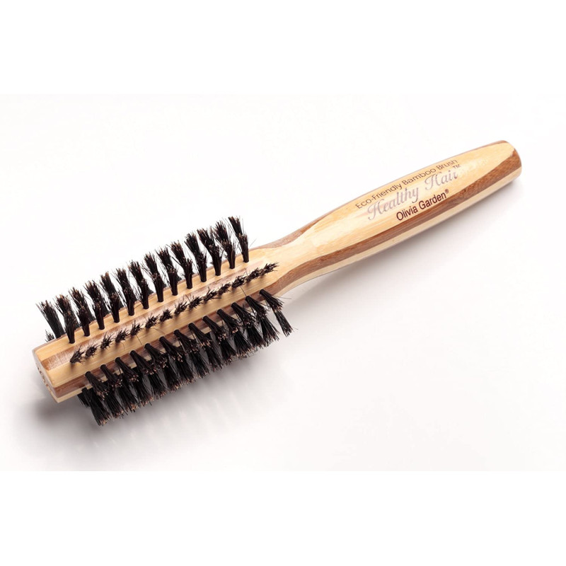 Light bamboo brush OLIVIA GARDEN HEALTHY HAIR ECO-FRIENDLY BAMBOO BRUSH, wild boar bristles, Ø 20 mm