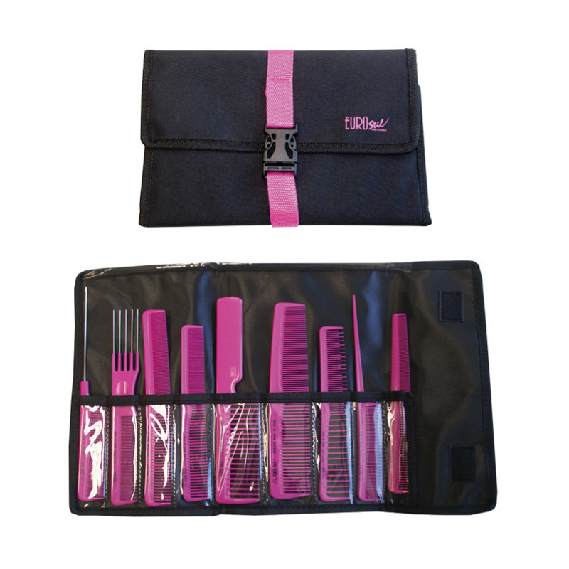 Nylon comb set | 9 different combs | pink