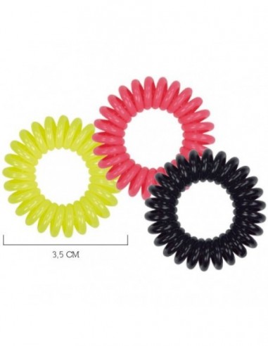 Spirals for hair styling, assorted colors, 3pcs.