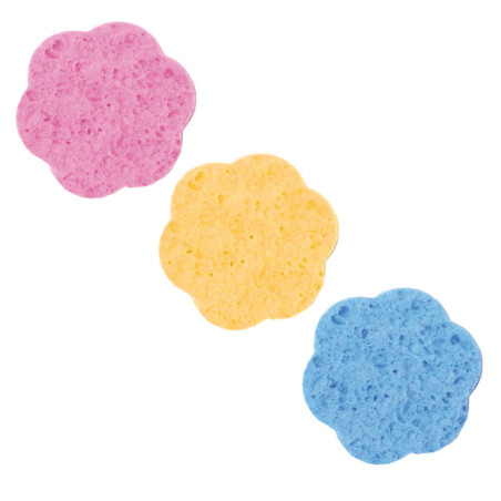 Svamp, cellulosa, blomma, 70 mm, blandade färger, 1 st.