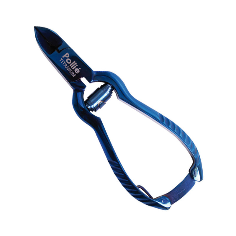 Pedicure pliers for nails, titanium, 12cm, blue