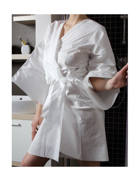 Kimono, non-woven material, vit, engångs, 10 st.