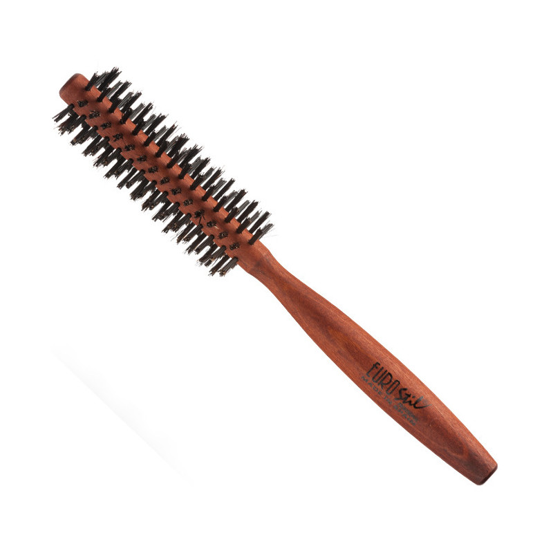 Hair brush with wild boar bristles and wooden body, round, Ø12mm