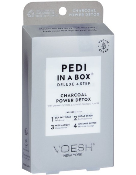 VOESH - PEDI IN A BOX Fotset Träkolspulver Detox, renande, 4 produkter