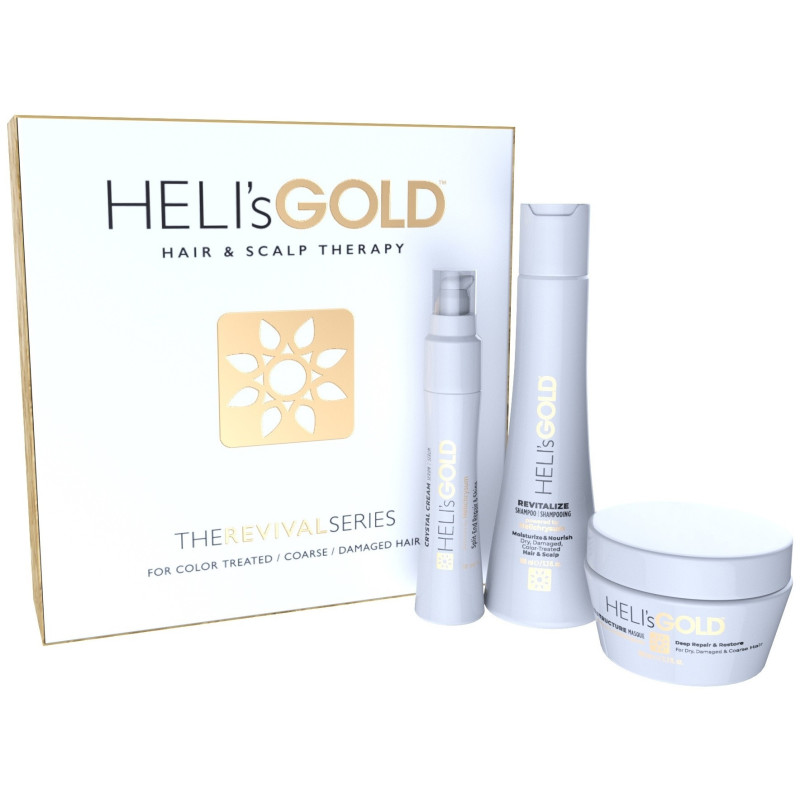 HELI'S GOLD Komplekts matiem, atjaunojošs, krāsotiem, bojātiem matiem 2*100ml+30ml