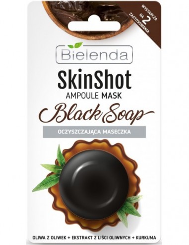 SKIN SHOT Maska sejai, attīrošas melnās ziepes, olīves 8g