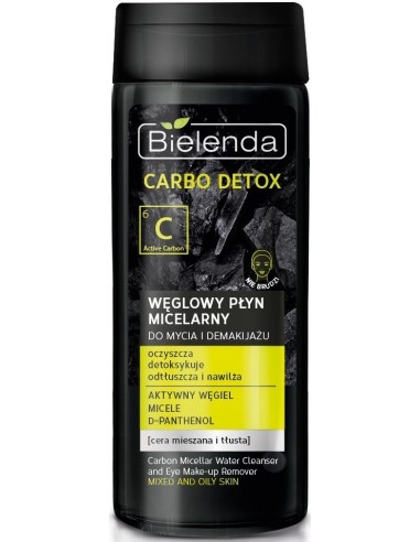 CARBO DETOX Micelārais ūdens kosmētikas noņemšanai, taukainai/jauktai ādai 200ml