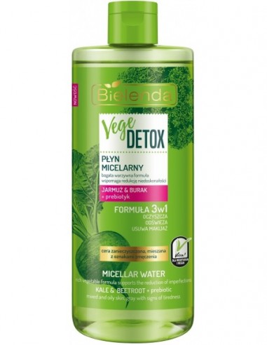 VEGE DETOX Micelārais ūdens, kombinētai/taukainai ādai, bietes/kāposti 500ml