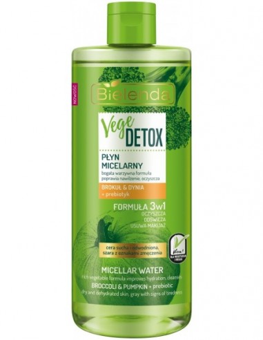 VEGE DETOX Micelārais ūdens, sausai/nogurušai ādai, brokoļi/ķirbji 500ml