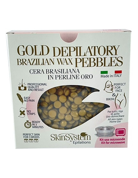 Skinsystem Brazilian Hard Wax Pearls Gold (mikrovågsugn), epileringsset