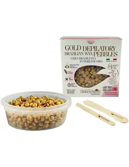 Skinsystem Brazilian Hard Wax Pearls Gold (mikrovågsugn), epileringsset