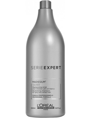 Mirdzumu atjaunojošs šampūns sirmiem vai balinātiem matiem L'Oreal Professionnel Serie Expert Silver 1500ml