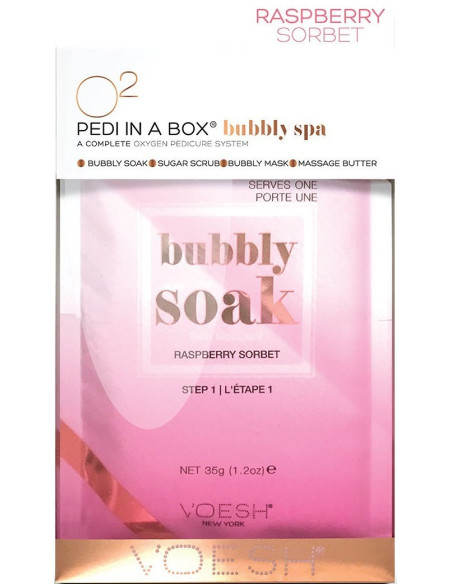 VOESH PEDI IN A BOX Fotset, hallonsorbet, rengöring, 4 produkter