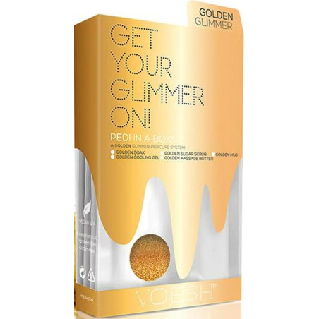 VOESH PEDI IN A BOX Golden Glimmer Foot Kit, lugnande/närande, 5 produkter
