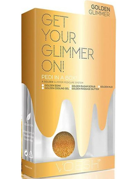 VOESH PEDI IN A BOX Golden Glimmer Foot Kit, lugnande/närande, 5 produkter