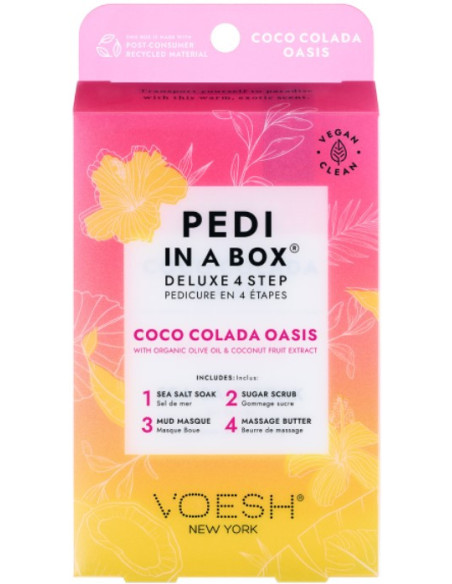 VOESH - PEDI IN A BOX Fotset Coco Colada Oasis för torr hud, uppfriskande, 4 produkter