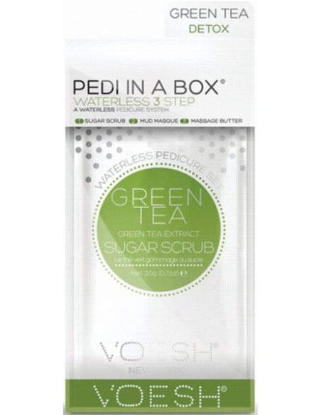 VOESH PEDI IN A BOX Fotset Grönt te detox, återfuktande, för trött hud, 3 produkter